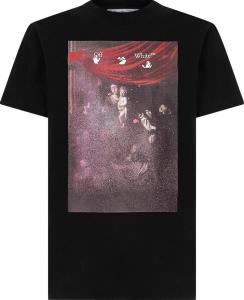Футболка Off-White Sprayed Caravaggio Short-Sleeve Slim Tee 'Black', черный