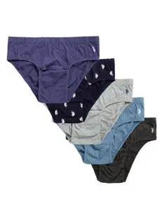 Комплект трусов U.S. Polo Assn 5pk Lowrise, 5 шт., серый/синий/черный