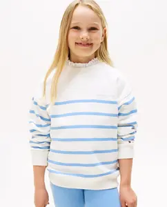 Детское худи с полосками и круглым вырезом Tommy Hilfiger, белый
