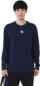 Мужская футболка Lacoste (официальная) с логотипом Paris, плотная ткань, темно-синий