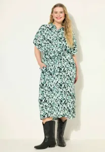 Платье-Рубашка с анималистическим принтом, рукавами «летучая мышь», застежкой на пуговицы спереди Studio Untold, Green Thistle