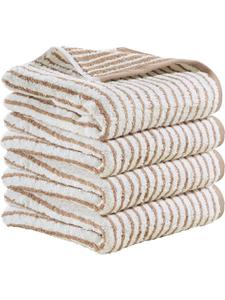 Erwin Müller Жаккардовые полотенца, 4 шт , полосатый узор, цвет капучино