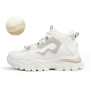 Теплые Высокие Казуальные Кроссовки для Увеличения Роста Женские RENBEN, Бело-Голубые