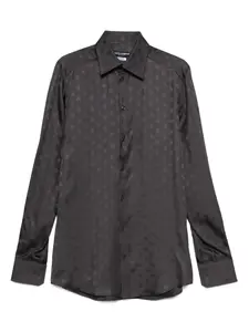 Шелковая рубашка с логотипом DOLCE & GABBANA, серый