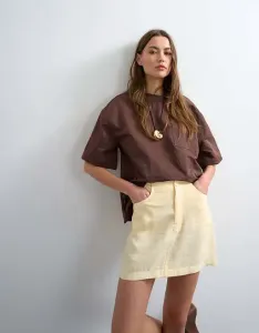 Супермягкая мини-юбка Topshop цвета пахты из купро