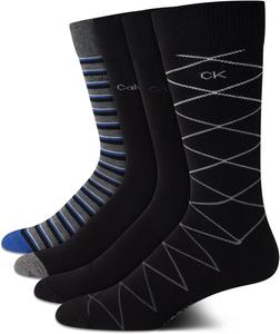 Мужские носки Calvin Klein Crew Socks - 4 пары, легкие, влагоотводящие, мягкие, спортивные носки для мужчин, для занятий спортом и бега, Black Pattern