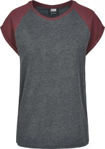 Футболка Urban Classics Ladies Contrast Raglan Tee, серый/винно-красный