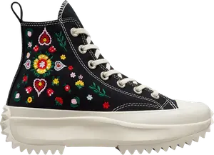 Кроссовки Converse Run Star Hike Platform High Floral Embroidery, черный