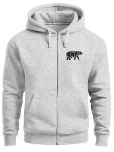 Neverless Толстовка с молнией 'Bär Lineart Polygon' в крапчатом сером