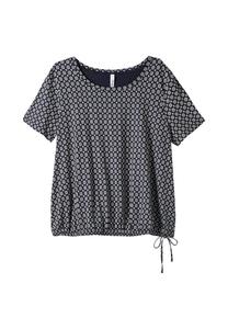 Рубашка с завязками по подолу и принтом по всей поверхности Sheego, синий