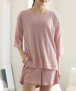 Комплект из шорт и брюк с вафельной текстурой Pourvous, цвет Pink