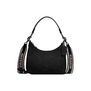 COACH Хобо холщовая сумка с кожаным полумесяцем через плечо женская черная