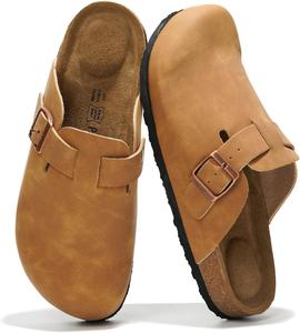 Женские сабо Project Cloud с стелькой из натуральной кожи - тапочки с поддержкой свода стопы из память-пены - стильные слипоны, мюли и сабо (Benton), Chestnut