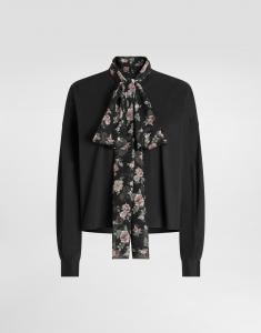 Рубашка из поплина с шарфом Dolce & Gabbana, черный