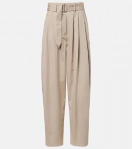 Хлопковые брюки с поясом и зауженным кроем Magda Butrym, Beige