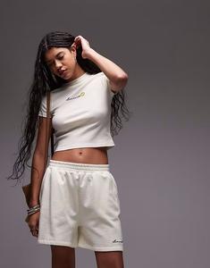 Вышитые шорты-джоггеры Topshop Limonata цвета экрю