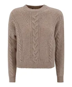 Укороченный свободный пуловер с металлизированными волокнами. Max Mara Studio, бежевый