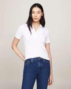 Женская приталенная рубашка-поло с короткими рукавами Tommy Hilfiger, белый