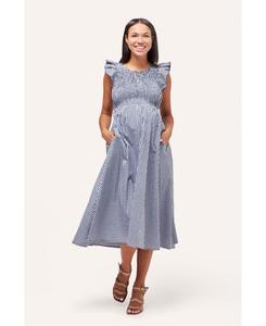 Платье для беременных Harper с присборенной юбкой NOM Maternity, Navy Gingham