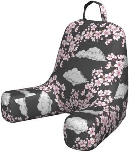 Наволочка для подушки для чтения Lunarable с цветочным рисунком, японская ботаническая тематика: сакура, вишневые цветы и облака, набивная, мягкая ткань, маленький размер, разноцветная., Multicolor