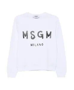 Толстовка с круглым вырезом и логотипом, выполненным методом шлифовки. Msgm, белый