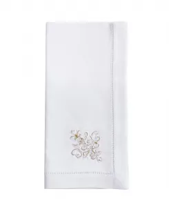 Праздничный набор из 6 салфеток с вышивкой в виде рождественских украшений, 51 x 51 см Saro Lifestyle, белый