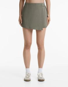 Брюки Oysho Skirt из мягкого модала с пряжкой цвета хаки