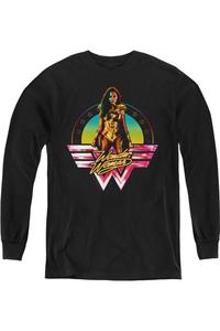 Футболка с длинным рукавом Wonder Woman 84 Color Pop для детей Gildan, черный