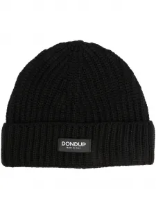 Шапка бини в рубчик с нашивкой-логотипом DONDUP, черный
