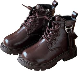 Generic Детские белые ботинки до щиколотки для девочек, мода осень-зима, боковая молния, шнуровка, белые повседневные боевые ботинки, удобная обувь, модные челси, готические, ковбойские ботильоны, 3-11 лет