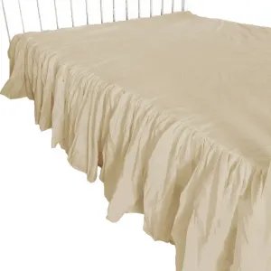 Простыня на резинке из хлопка с оборками, спальня, 220х200 см, бежевая EDANTI