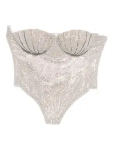 Корсетный топ, украшенный кристаллами Giuseppe Di Morabito, серый