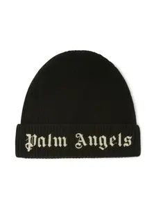 Шапка бини с вышитым логотипом Palm Angels Kids, черный