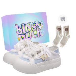 BINGO DUCK Скользоустойчивые женские скейтерские кеды низкие - небесно-голубые + эксклюзивная коробка для обуви + носки в подарок, цвет Sky Blue+Exclusive Shoe Box+Gift Socks