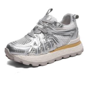 Износостойкие дышащие низкие повседневные туфли для женщин MUPPLE, Silver Gray