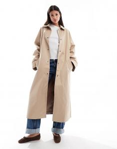 ASOS DESIGN Длинный тренч в каменном цвете