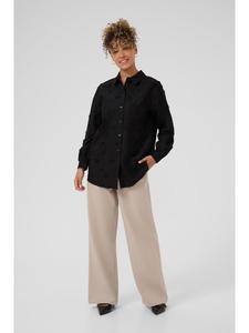 Рубашка с длинными рукавами - CROlivia, свободный крой, цвет Pitch Black Cream