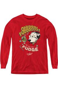 Футболка с длинным рукавом "Рождественская история" Fudge Youth Gildan, красный