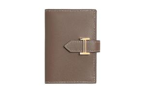 HERMES Кардхолдер Bearn Madame из телячьей кожи женский 18 цвет серый слоновая кость