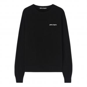 Классический свитер Palm Angels с вышитым логотипом, цвет «черный с белым»