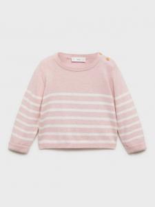 Детский джемпер Gales из хлопкового микса в полоску Mango, Light Pastel Pink