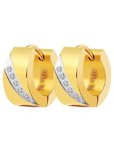 Adeliás Женские серьги - серьги-кольца на шарнирах из нержавеющей стали с золотыми стразами