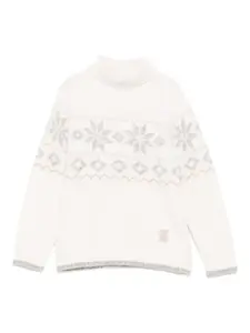 Свитер с узором Eleventy Kids, белый