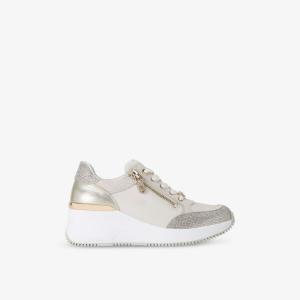 Низкие кожаные кроссовки Skyline на танкетке с кристаллами Carvela, золото