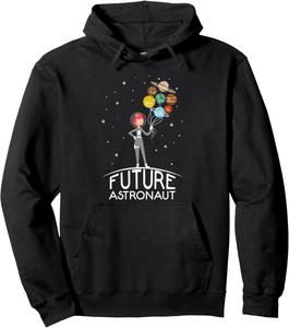 Толстовка с забавной цитатой «Будущий космонавт с планетами» для девочек Future Astronaut Shop, черный