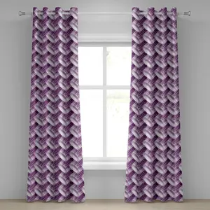 Абстрактная штора на люверсах ABAKUHAUS, узор в виде стилизованных изогнутых линий, стилизованных под цифровые фигуры, современная художественная иллюстрация, декоративные двухпанельные шторы, 280 x 225 см, цвет: фиолетово-белый Abakuhaus