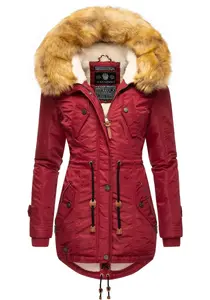 Зимнее пальто Navahoo "La Viva", качественная зимняя парка с крупным искусственным мехом, красный