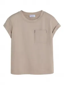 Футболка с нагрудным карманом Brunello Cucinelli Kids, нейтральный
