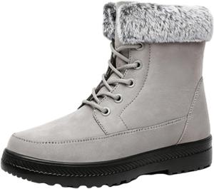 Женские зимние ботинки на шнуровке, противоскользящие водонепроницаемые теплые ботинки для женщин для снежной погоды и активного отдыха на улице ZPLMIDE, Grey