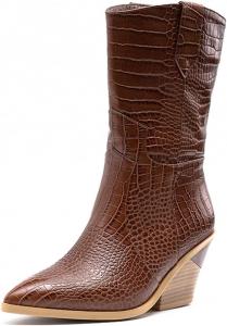 Женские ковбойские ботинки MRKEWUNEY с деревянными каблуками, 199 Brown